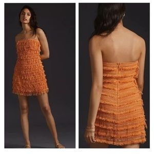 ANTHROPOLOGIE LET ME BE FRINGE TUBE DRESS MEDIUM